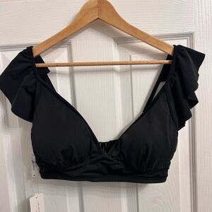 Black Ruffle Sleeve Women's Top